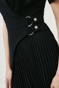 Coupon 🤩 Karen Millen Military Pleat Notch Neck Wrap Mini 👗 Dress 🎉 -Workwear Shop akk00617 black xl 5