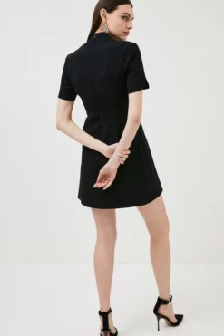 Coupon 🤩 Karen Millen Military Pleat Notch Neck Wrap Mini 👗 Dress 🎉 -Workwear Shop akk00617 black xl 6