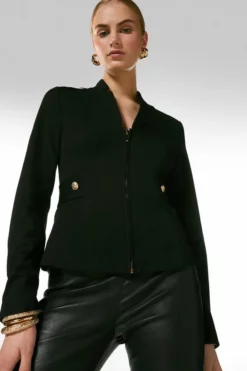 Cheap 🎉 Karen Millen Military Zip Front Ponte Jersey Blazer 😍