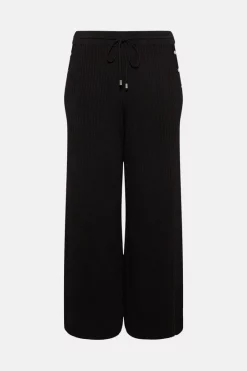 Cheap ⭐ Karen Millen Plus size Button Detail Rib Knit Trousers 🎁 -Workwear Shop akk00810 black xl 4