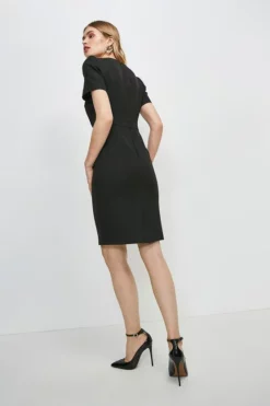 New ❤️ Karen Millen Tailored Short Sleeve Utility Pencil Midi 👗 Dress 🎁 -Workwear Shop akk00933 black xl 2