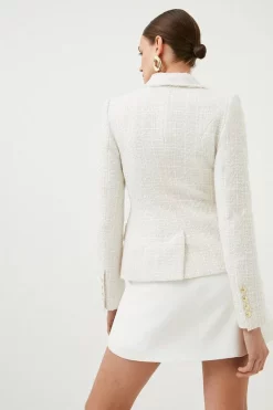 Promo ⌛ Karen Millen Sparkle Tweed Military Blazer 🌟 -Workwear Shop akk02011 ivory xl 2