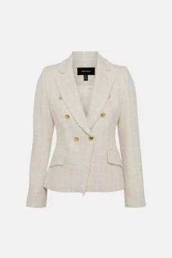 Promo ⌛ Karen Millen Sparkle Tweed Military Blazer 🌟 -Workwear Shop akk02011 ivory xl 4