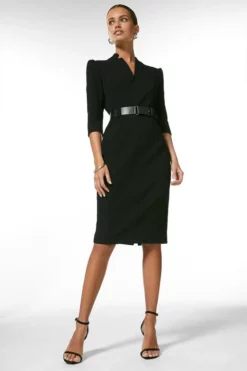 Outlet 🔔 Karen Millen Petite Forever Belted Midi Pencil 👗 Dress 🌟 -Workwear Shop akk02970 black xl 3