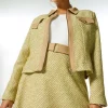Best Sale 😀 Karen Millen Plus Size Tweed And Contrast Zip Through Jacket 🤩