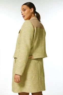 Best Sale 😀 Karen Millen Plus Size Tweed And Contrast Zip Through Jacket 🤩 -Workwear Shop akk03241 lime xl 2