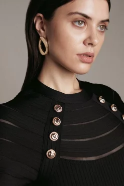 Deals ❤️ Karen Millen Military Trim Bandage 👗 Dress 😀 -Workwear Shop akk03474 black xl 1