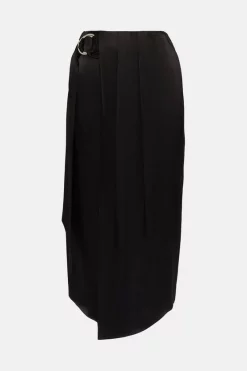 New 🧨 Karen Millen Viscose Satin Crepe Wrap Midi 👗 Skirt ⭐ -Workwear Shop akk03575 black xl 3