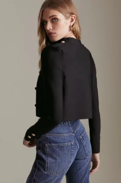 New 🥰 Karen Millen Military Trim Bandage Drummer Style Jacket 🌟 -Workwear Shop akk03671 black xl 2