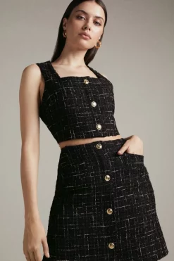 Cheap 💯 Karen Millen Check Boucle Co-ord Top ✔️