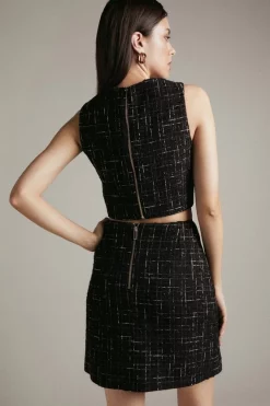 Cheap 💯 Karen Millen Check Boucle Co-ord Top ✔️ -Workwear Shop akk03781 black xl 2