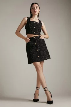 Cheap 💯 Karen Millen Check Boucle Co-ord Top ✔️ -Workwear Shop akk03781 black xl 3