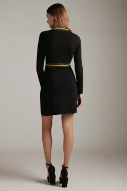 Coupon 👍 Karen Millen Sporty Full Needle Long Sleeve Knit Mini 👗 Dress 👍 -Workwear Shop akk03872 black xl 2