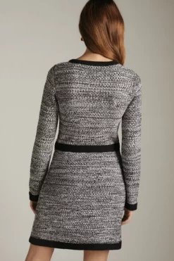 Outlet 😀 Karen Millen Tweed Knit Long Sleeve Military Trim Mini 👗 Dress 🥰 -Workwear Shop akk03886 black xl 2