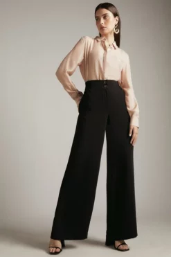 New ❤️ Karen Millen Essential Tailored Wide Leg Woven Trousers 🎉
