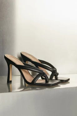 Best Sale ✨ Karen Millen Tubular Strap Leather 🩴 Sandal 😍 -Workwear Shop akk03966 black xl 2