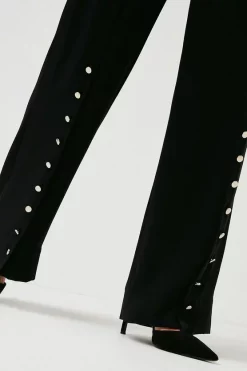 Top 10 ✨ Karen Millen Soft Tailored Popper Detail Wide Leg Jumpsuit 🎉 -Workwear Shop akk04025 black xl 4