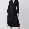 Buy 🎉 Karen Millen Long Sleeve Woven Pleated Midi Trench 👗 Dress 🌟