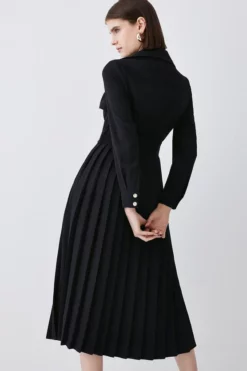 Buy 🎉 Karen Millen Long Sleeve Woven Pleated Midi Trench 👗 Dress 🌟 -Workwear Shop akk05462 black xl 4