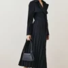 Buy ✔️ Karen Millen Petite Long Sleeve Pleated Midi Trench 👗 Dress 🎁