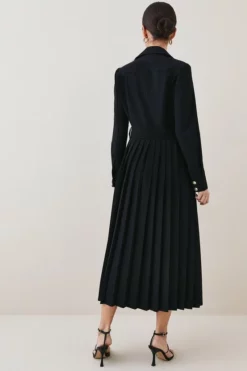 Buy ✔️ Karen Millen Petite Long Sleeve Pleated Midi Trench 👗 Dress 🎁 -Workwear Shop akk05551 black xl 2