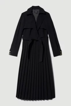 Buy ✔️ Karen Millen Petite Long Sleeve Pleated Midi Trench 👗 Dress 🎁 -Workwear Shop akk05551 black xl 3