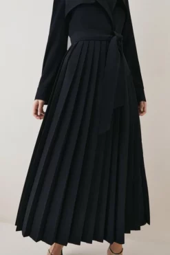 Buy ✔️ Karen Millen Petite Long Sleeve Pleated Midi Trench 👗 Dress 🎁 -Workwear Shop akk05551 black xl 4