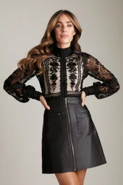 Brand new ✔️ Karen Millen Lydia Millen Placed Contrasting Embroidery Blouse 🥰