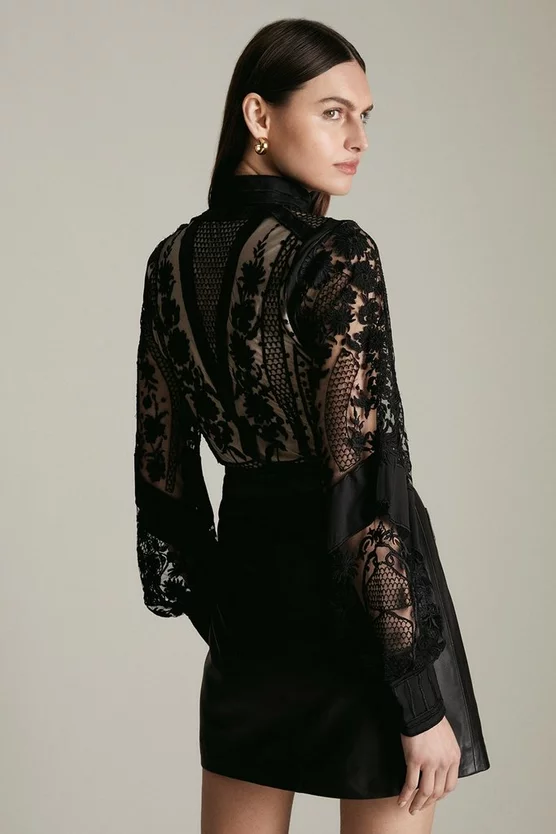 Brand new ✔️ Karen Millen Lydia Millen Placed Contrasting Embroidery Blouse 🥰 4 Brand new ✔️ Karen Millen Lydia Millen Placed Contrasting Embroidery Blouse 🥰 - Image 4