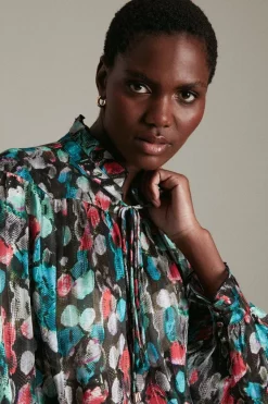 Coupon ✨ Karen Millen Abstract Snake Tie Detail Woven Blouse 😍 -Workwear Shop akk06353 multi xl 1