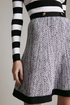 Budget 🛒 Karen Millen Striped Tweed Knit Mix Military Trim 👗 Dress 😀 9 Budget 🛒 Karen Millen Striped Tweed Knit Mix Military Trim 👗 Dress 😀 -Workwear Shop akk06433 blackwhite xl 3