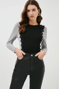 Buy 🤩 Karen Millen Eyelet Detail Knitted Top 👏