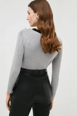 Buy 🤩 Karen Millen Eyelet Detail Knitted Top 👏 -Workwear Shop akk06540 grey xl 2
