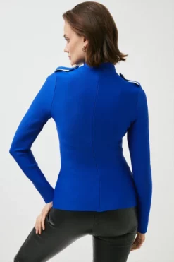 Wholesale 🧨 Karen Millen Bandage Knit Long Sleeve Top In Recycled Yarn 🌟 -Workwear Shop akk06613 cobalt xl 2