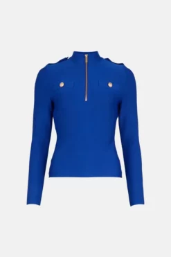 Wholesale 🧨 Karen Millen Bandage Knit Long Sleeve Top In Recycled Yarn 🌟 -Workwear Shop akk06613 cobalt xl 3