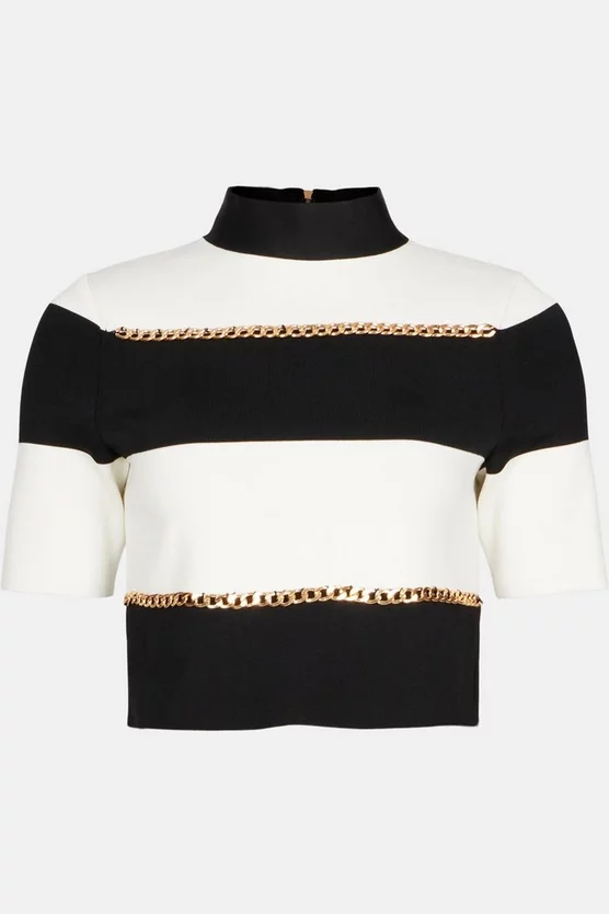 Wholesale ๐งจ Karen Millen Bandage Knit Stripe Chain Detail Top ๐ฅ 4 Wholesale ๐งจ Karen Millen Bandage Knit Stripe Chain Detail Top ๐ฅ - Image 4