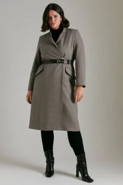 Cheapest 🌟 Karen Millen Plus Size Country Check Investment Notch 🧥 Coat 💯
