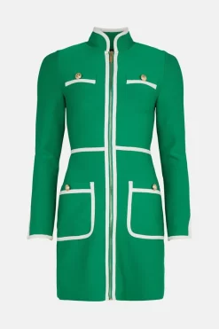Budget 🧨 Karen Millen Bandage Knit Contrast Trim Zipped Aline 👗 Dress 🧨 -Workwear Shop akk07019 green xl 3