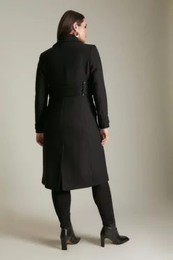 Budget 🤩 Karen Millen Plus Size Italian Wool Mix Popper Detail 🧥 Coat ⭐ -Workwear Shop akk07046 black xl 2