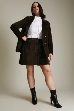 Best Pirce 😀 Karen Millen Lydia Millen Plus Size Corduroy A-line Mini 👗 Skirt 😉