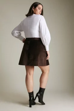 Best Pirce 😀 Karen Millen Lydia Millen Plus Size Corduroy A-line Mini 👗 Skirt 😉 -Workwear Shop akk07166 chocolate xl 2