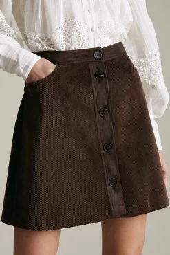 Discount 🤩 Karen Millen Lydia Millen Corduroy A-line Mini 👗 Skirt 👍 -Workwear Shop akk07168 chocolate xl 2