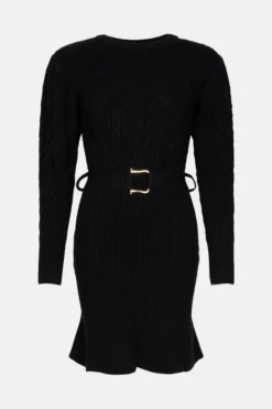 Cheapest ๐ Karen Millen Cable Knit Peplum Belted ๐ Dress โจ 9 Cheapest ๐ Karen Millen Cable Knit Peplum Belted ๐ Dress โจ -Workwear Shop akk07284 black xl 3