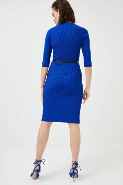 Flash Sale 😉 Karen Millen Rib Knit Pencil 👗 Dress ⌛ -Workwear Shop akk07525 cobalt xl 2