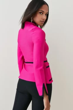 Discount ❤️ Karen Millen Contrast Piping Bandage Jacket 🤩 8 Discount ❤️ Karen Millen Contrast Piping Bandage Jacket 🤩 -Workwear Shop akk07540 fuchsia xl 2