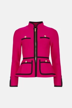 Discount ❤️ Karen Millen Contrast Piping Bandage Jacket 🤩 9 Discount ❤️ Karen Millen Contrast Piping Bandage Jacket 🤩 -Workwear Shop akk07540 fuchsia xl 3