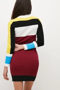 Top 10 👏 Karen Millen Fitted Colour Block Knit Viscose Blend 👗 Dress ✔️ -Workwear Shop akk07557 multi xl 2