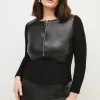 New 🔥 Karen Millen Plus Size Faux Leather Ponte Panelled Top 😉