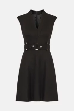 Deals 🤩 Karen Millen Forever Cinch Waist Cap Sleeve A-Line Mini 👗 Dress 😍 -Workwear Shop akk94146 black xl 4