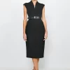 Budget 😍 Karen Millen Forever Cap Sleeve Belted Midi 👗 Dress ✨